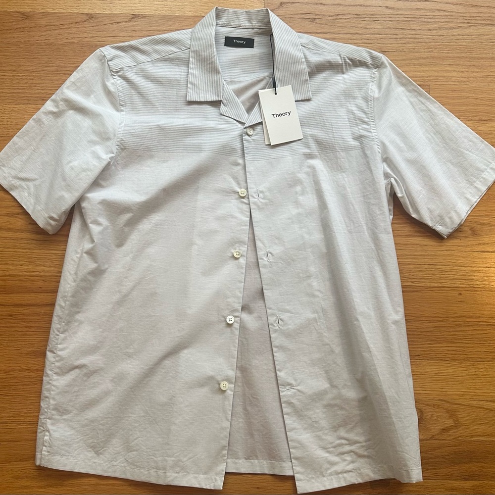 Theory Men's Light Gray Casual Button-Down Shirt